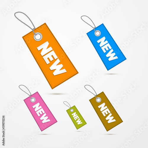 Retro Paper Labels, Tags With Strings and Title New