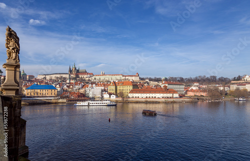 View of Prague castle from Charles bridge, Czech Republic