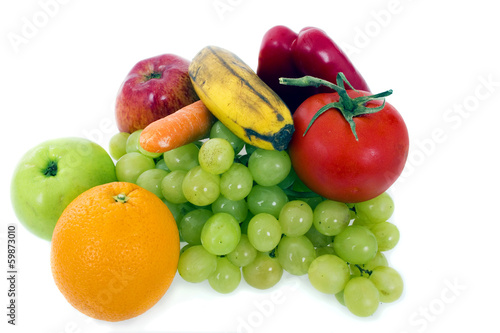 Fruits and vegetables isolated over a white background