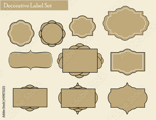 Vintage beige blank paper decorative label set VECTOR