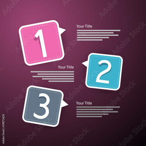 Vector Progress Three Steps for Tutorial, Infographics