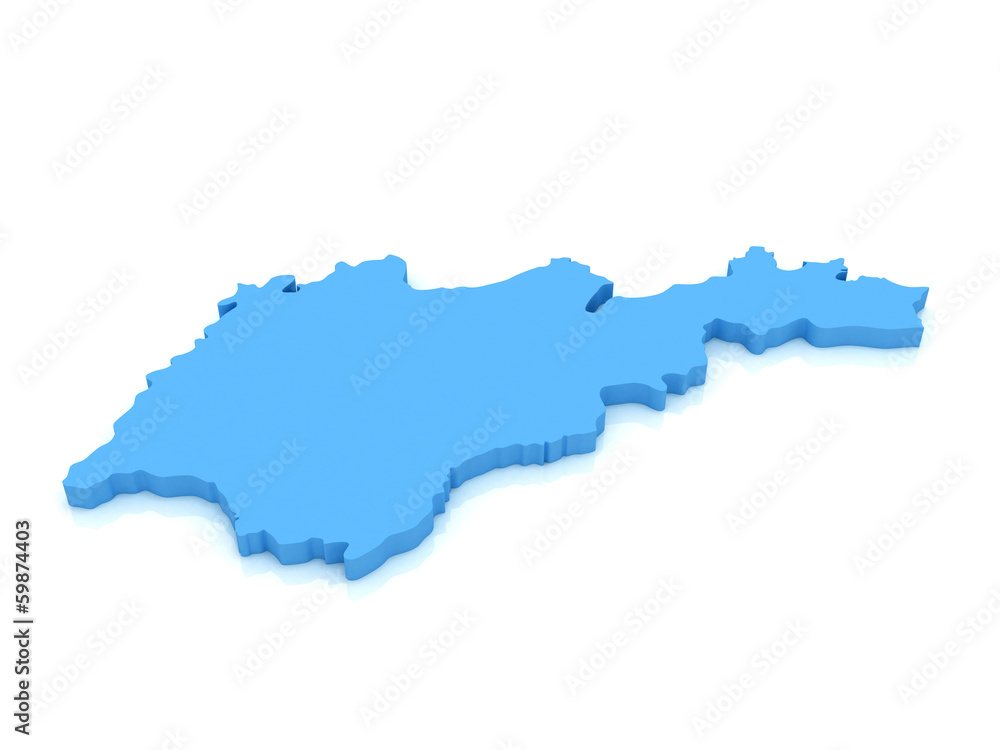3d map of Armenia with high-resolution on  white background