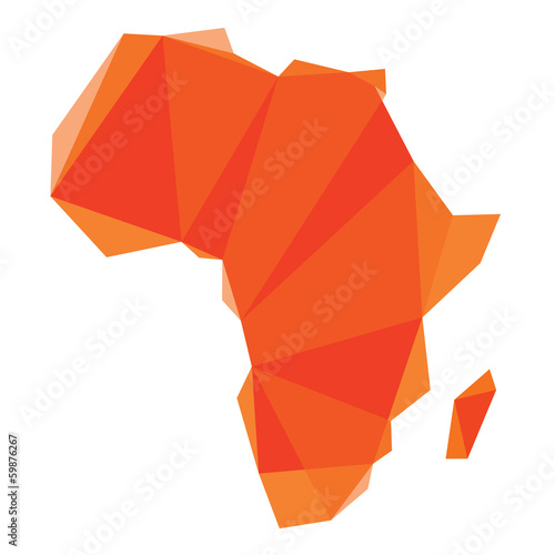 red Africa map in origami style