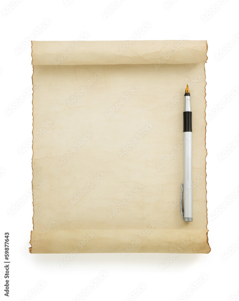 Fototapeta premium parchment scroll on white