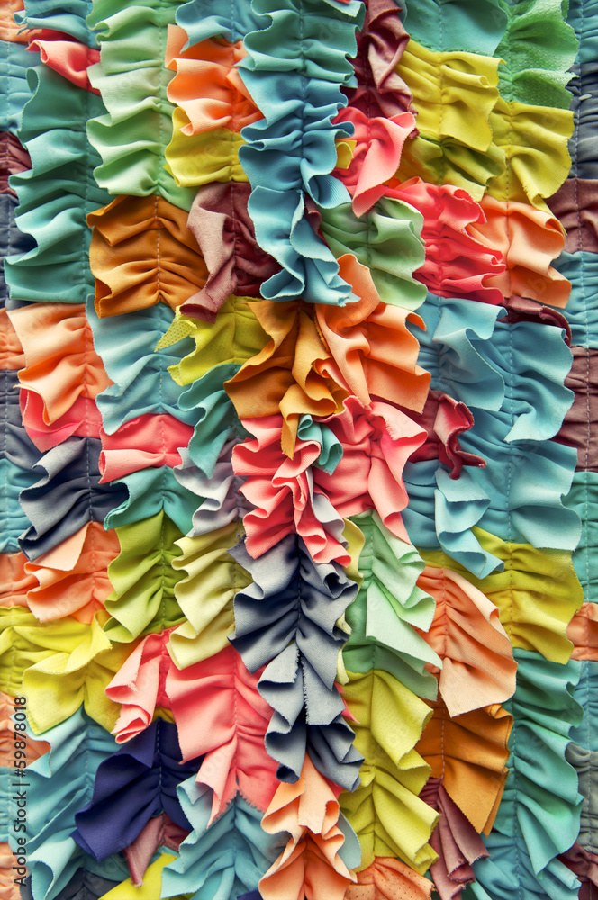 Bright Colorful Ruffled Fabric Background