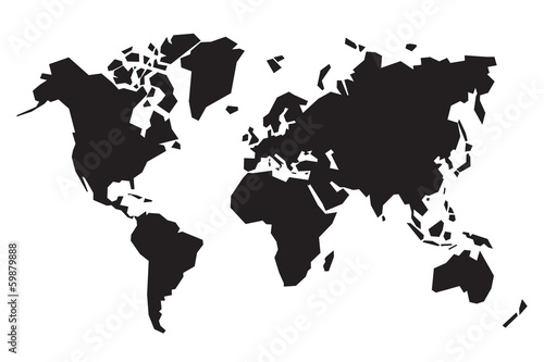 black abstract map of the world