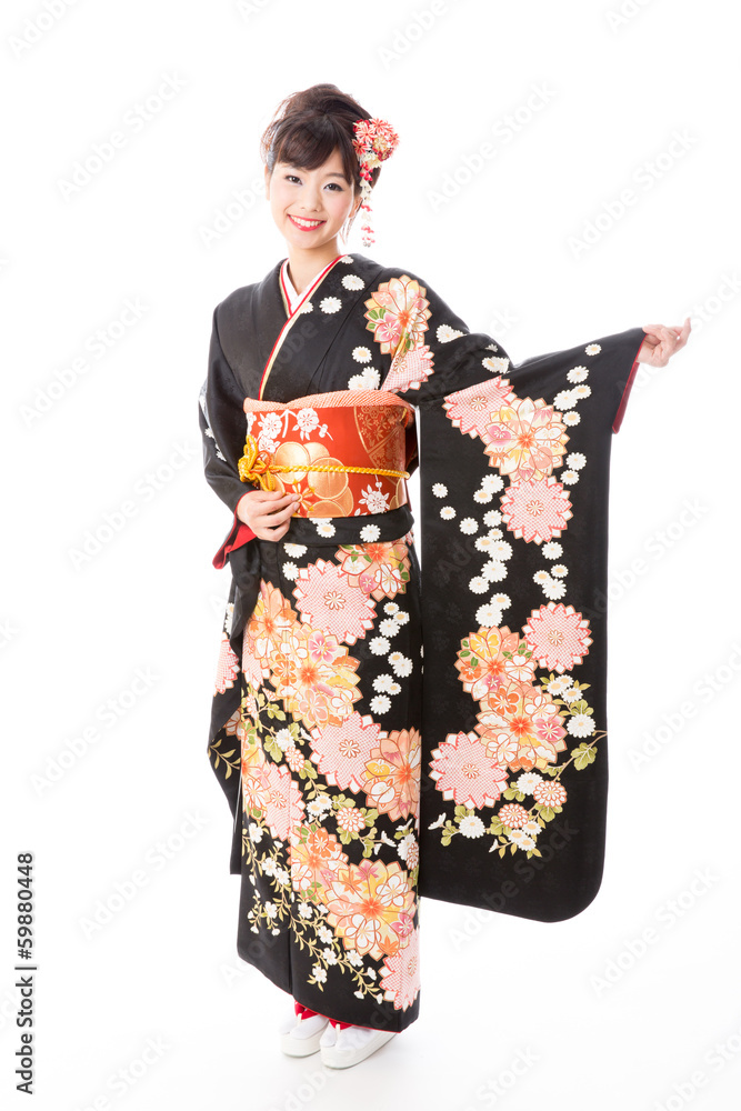 japanese kimono woman on white background japanese kimono woman on white background