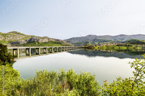 Beautiful landscape in Riaño reservoir, Leon, Spain
