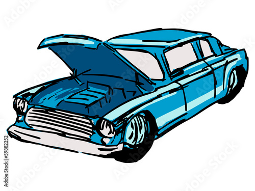 car with open hood