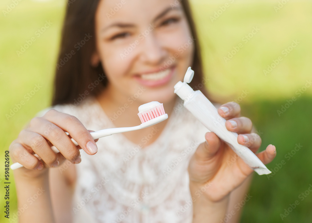 Beautiful pregnant lady holding toothbrush Beautiful pregnant lady holding toothbrush