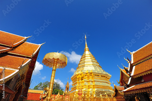 Golden Pagoda of Doi Suthep Temple in Chiang Mai, Thailand