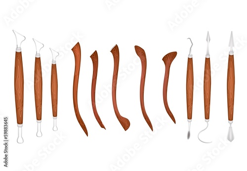 Set of Sculpting Tools on White Background