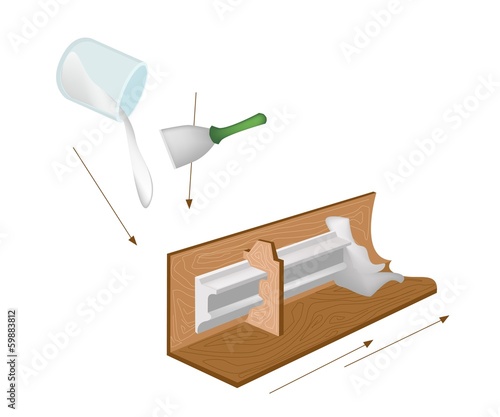 Plaster of Paris in Wooden Mold of Cornice