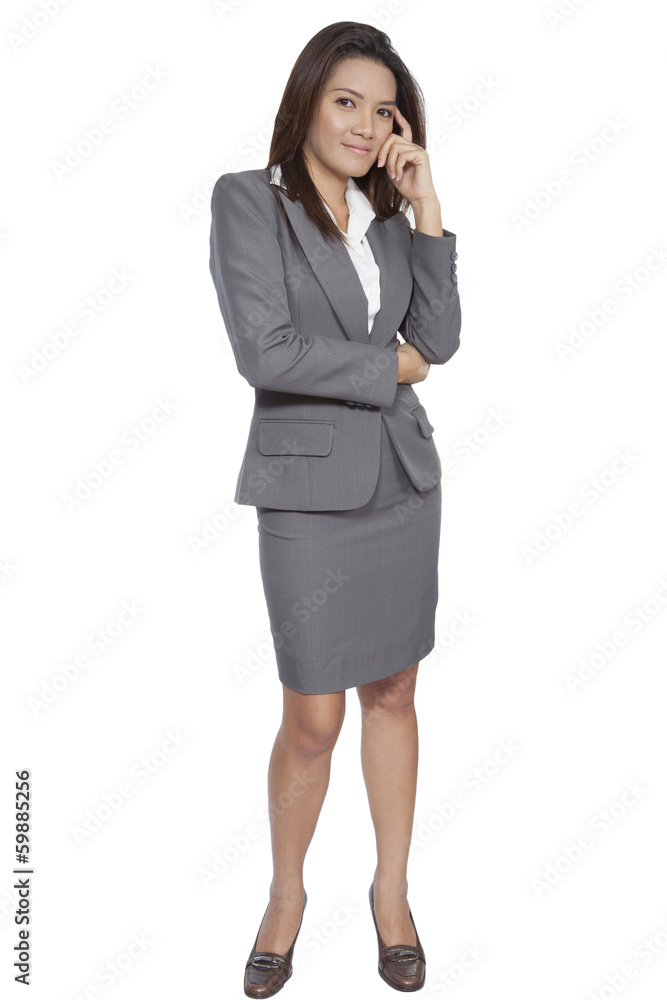 full body Asian business woman gesture attractive positive smili full body Asian business woman gesture attractive positive smili