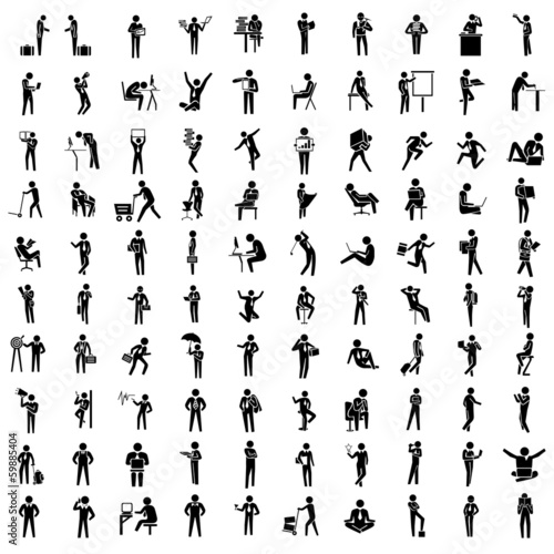 silhouette business people set, business man in different acting