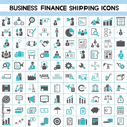 business icons, human resource, finance, shipping, logistic