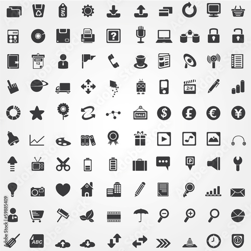 internet icon set, 100 web icons