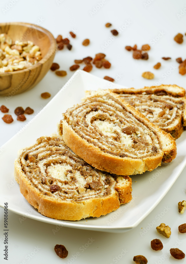 Potica, Roll with walnuts. Slovenian dessert Potica, Roll with walnuts. Slovenian dessert