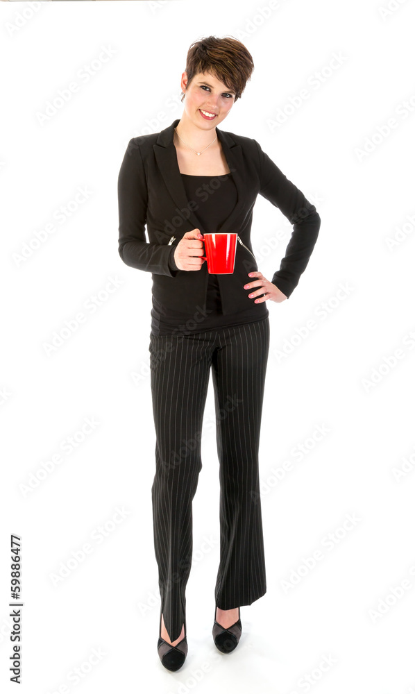 Slender businesswoman wit a cup of coffee Slender businesswoman wit a cup of coffee