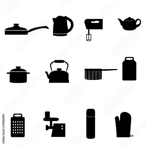 Set of icons of different types of kitchen appliances