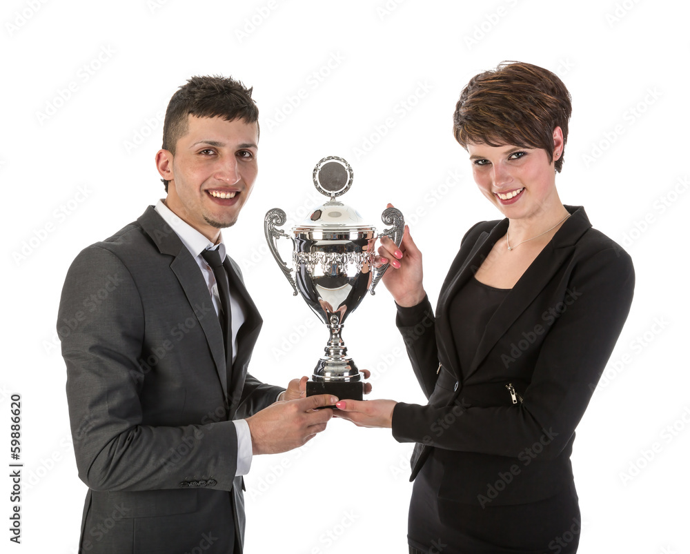 Businesswoman has won a trophy