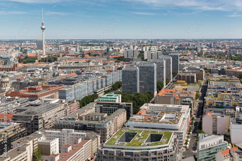 Fototapeta premium Aerial view of Berlin with Television tower or Fernsehturm
