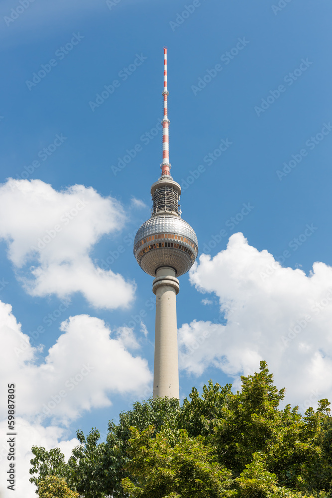 Naklejka premium Television tower Berlin at a bright summer day