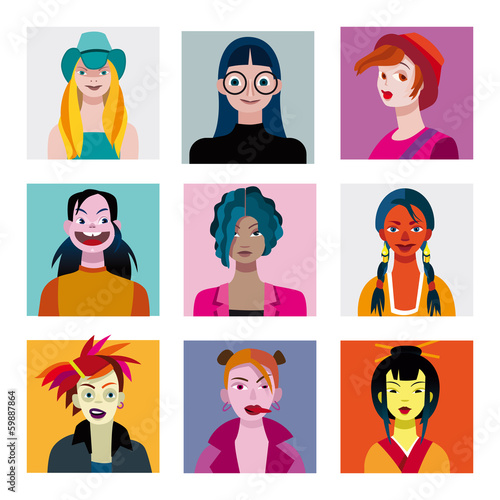 Teenagers Girls Avatars Set