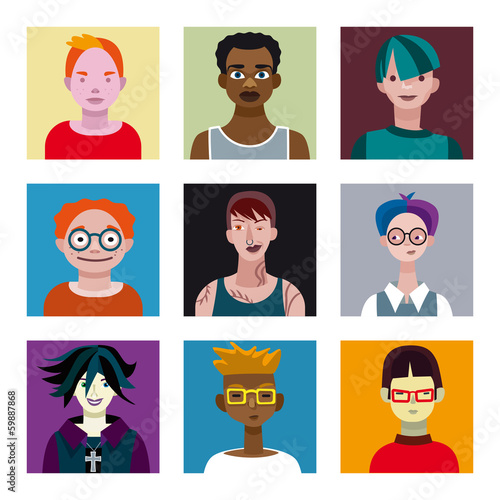 Teenagers Boys Avatars Set