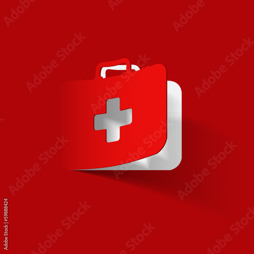First Aid kit box, paper sticker