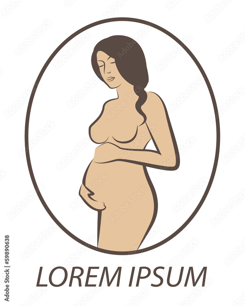 silhouette of a pregnant woman drawn lines in the frame