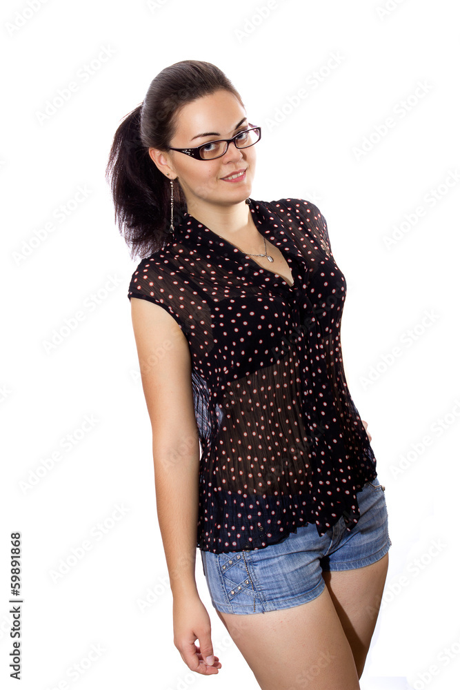 Studio portrait of a beautiful young brunette woman