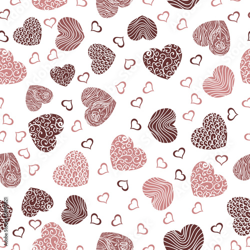 Seamless pattern with red hearts on a white background