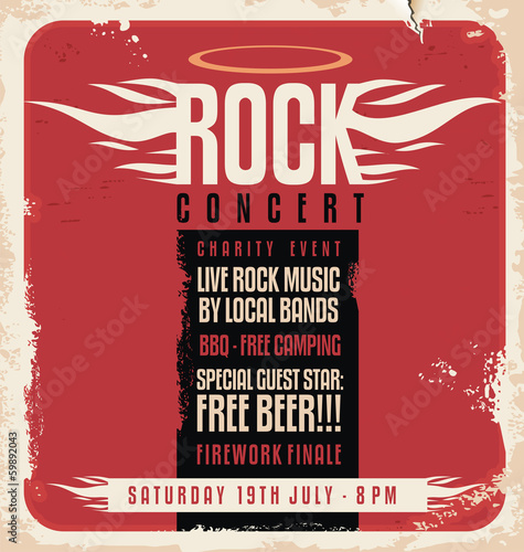 Plakat Projekt plakatu retro koncert rockowy