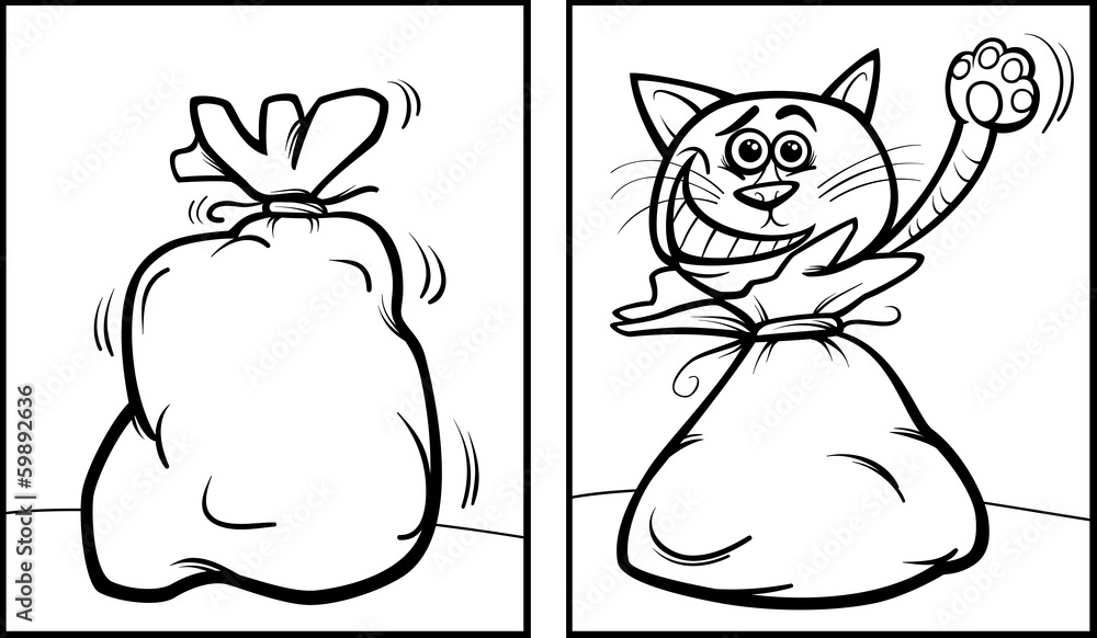 let the cat out of the bag coloring page Stock Vector | Adobe Stock