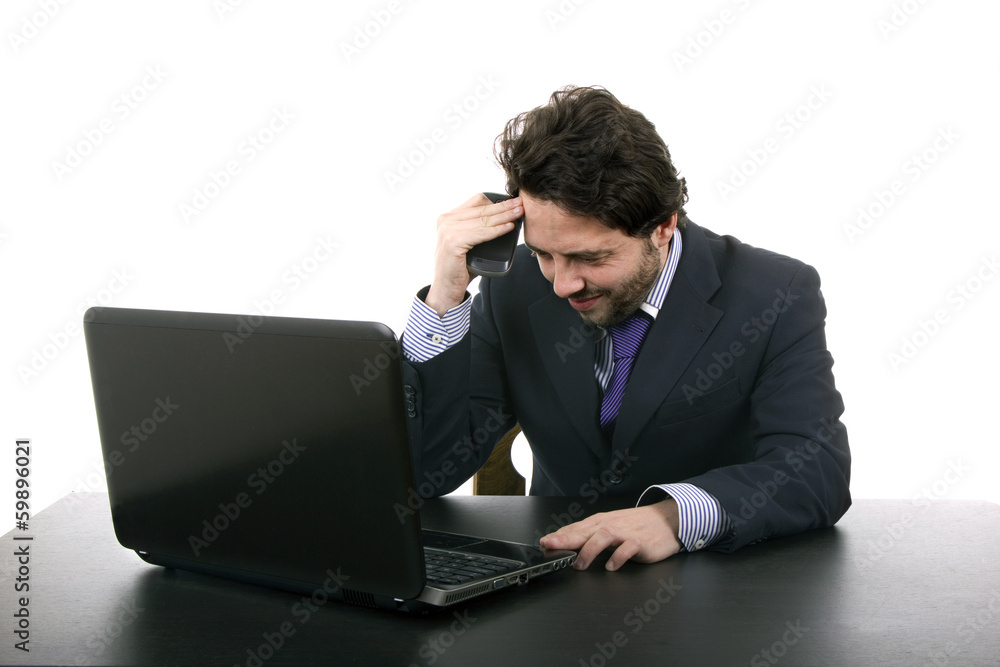 young business man working with is laptop young business man working with is laptop