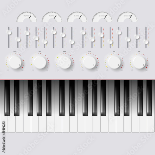 Vector Synthesizer Keys Knobs Buttons and keyboard