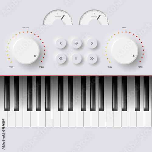 Vector Synthesizer Keys Knobs Buttons and keyboard