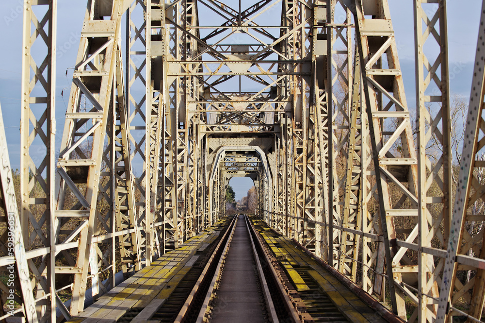 Fototapeta premium Steel railway bridge