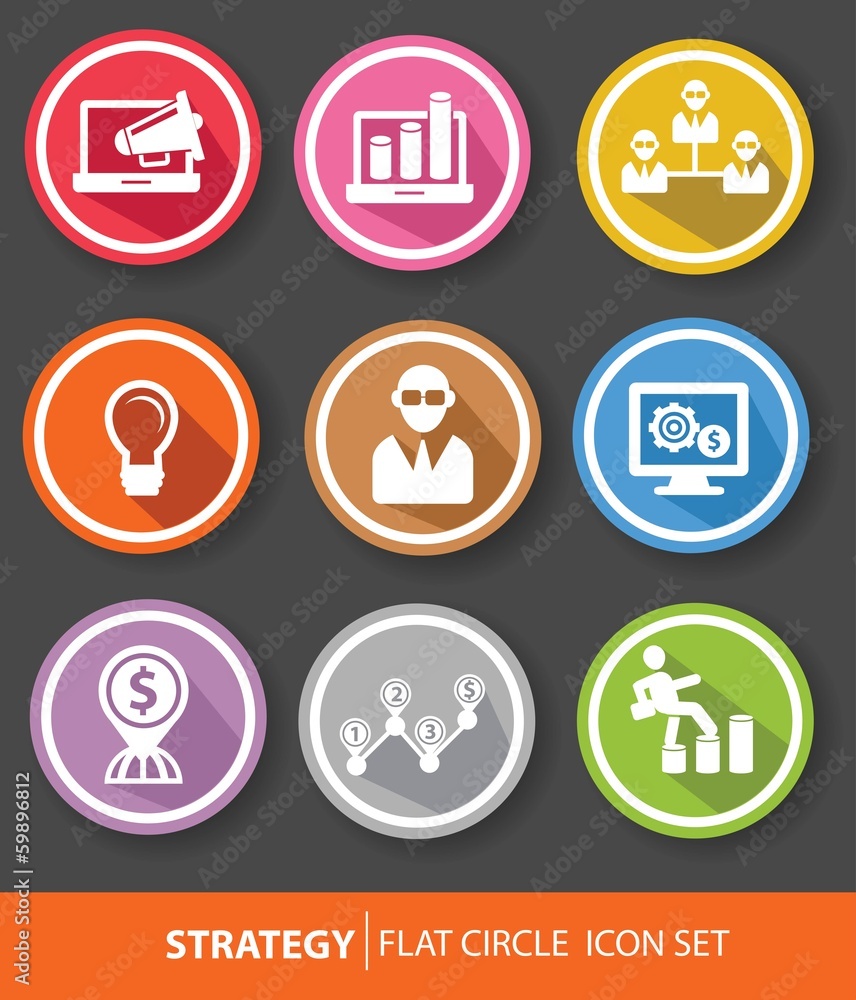Strategy,Business buttons,colorful version,vector