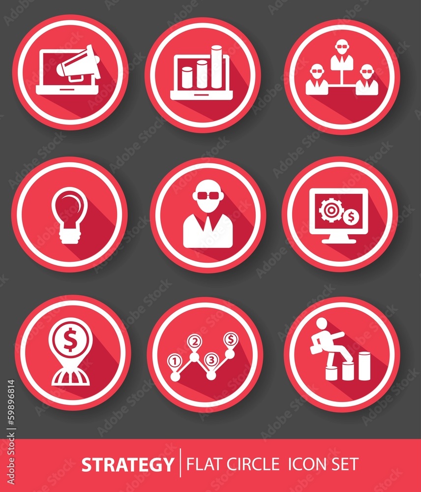 Strategy,Business buttons,Red version,vector