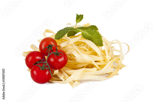 fresh pasta isolated on white background