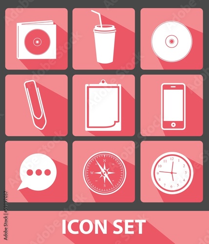 Office icons,Pink buttons,vector photo