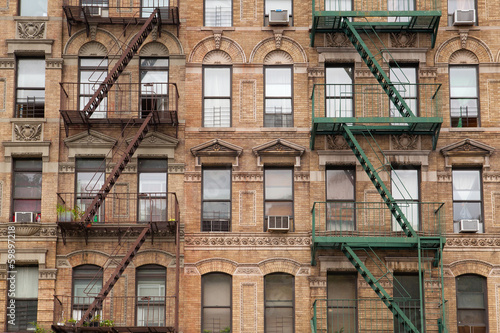 The typical fire stairs on old house in New York © Radomir Rezny