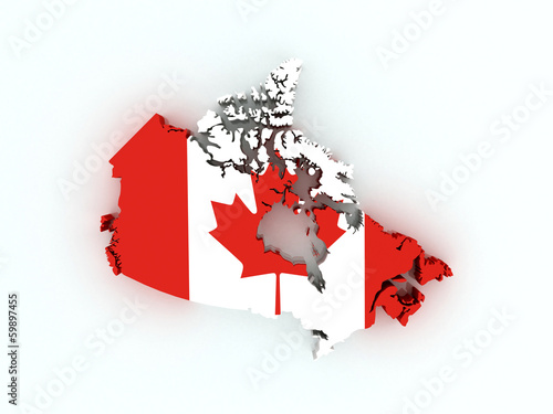 3d map of Canada with flag