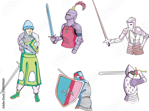 Set of knights with swords