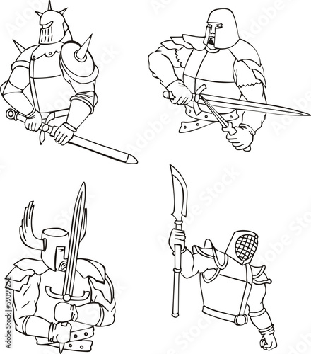 Set of knights with swords