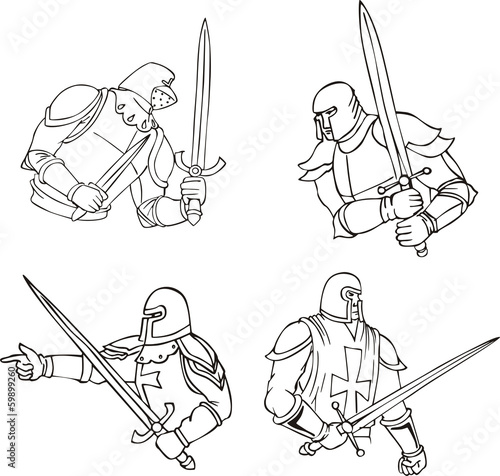 Set of knights with swords