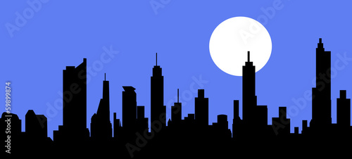 City Skyline at Night - vector