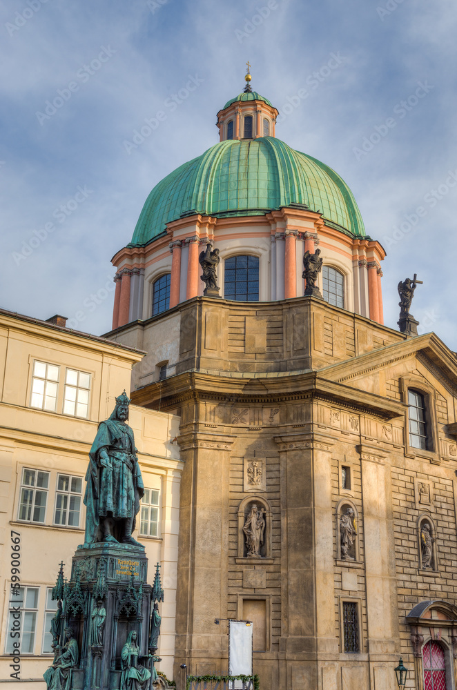 Statue of Charles IV and Saint Francis of Assisi church, Prague